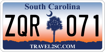 SC license plate ZQR071
