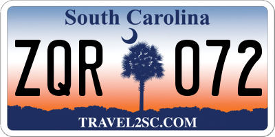 SC license plate ZQR072