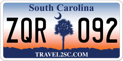 SC license plate ZQR092