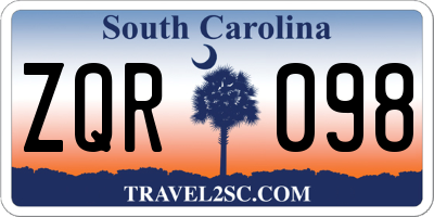 SC license plate ZQR098