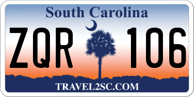SC license plate ZQR106