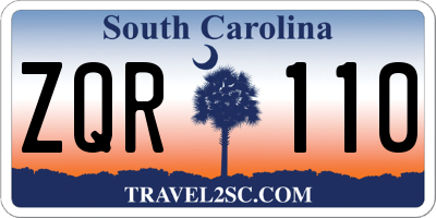 SC license plate ZQR110