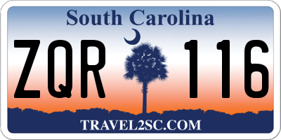 SC license plate ZQR116