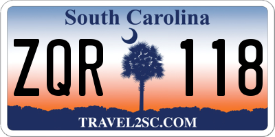 SC license plate ZQR118