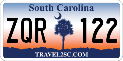 SC license plate ZQR122