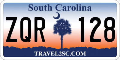 SC license plate ZQR128