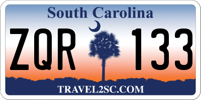 SC license plate ZQR133
