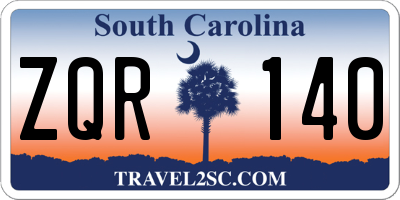 SC license plate ZQR140