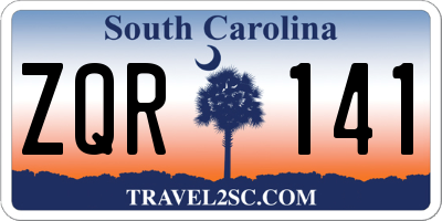 SC license plate ZQR141