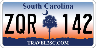 SC license plate ZQR142