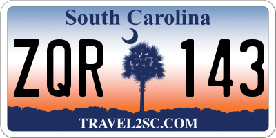 SC license plate ZQR143