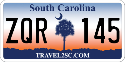 SC license plate ZQR145