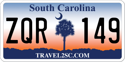 SC license plate ZQR149