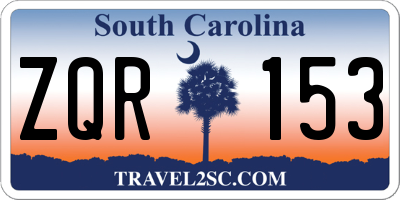 SC license plate ZQR153