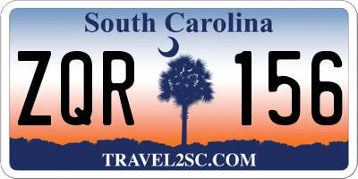 SC license plate ZQR156