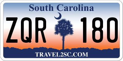 SC license plate ZQR180