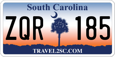 SC license plate ZQR185
