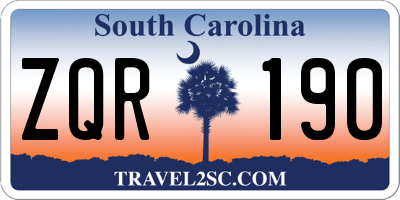 SC license plate ZQR190