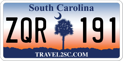 SC license plate ZQR191