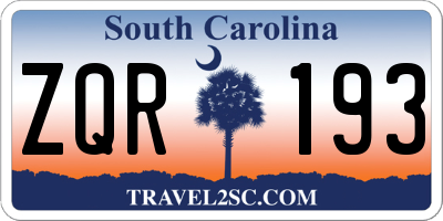 SC license plate ZQR193