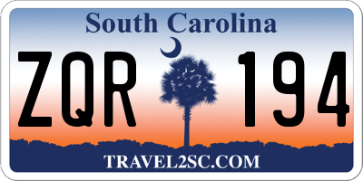 SC license plate ZQR194