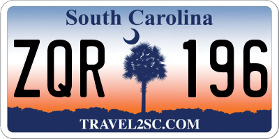 SC license plate ZQR196