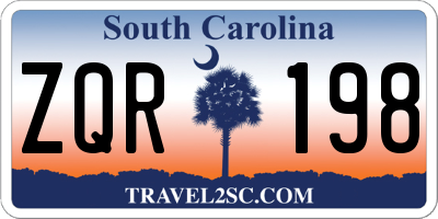 SC license plate ZQR198