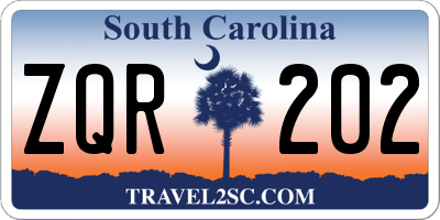 SC license plate ZQR202