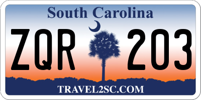 SC license plate ZQR203