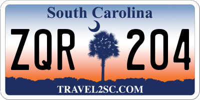 SC license plate ZQR204