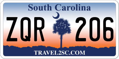 SC license plate ZQR206