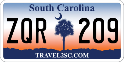 SC license plate ZQR209