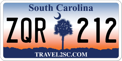SC license plate ZQR212