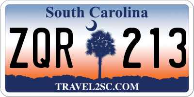 SC license plate ZQR213