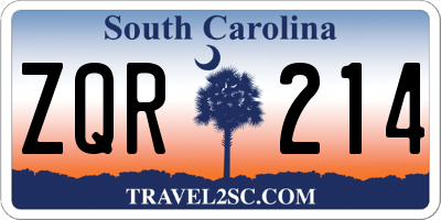SC license plate ZQR214