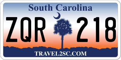 SC license plate ZQR218