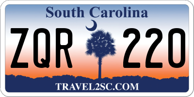 SC license plate ZQR220