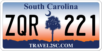 SC license plate ZQR221