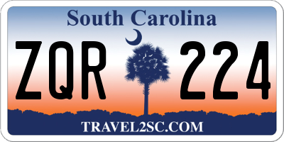 SC license plate ZQR224