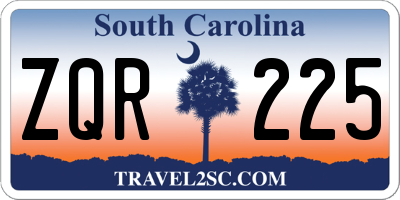 SC license plate ZQR225