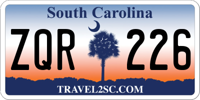 SC license plate ZQR226