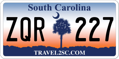 SC license plate ZQR227