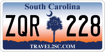 SC license plate ZQR228
