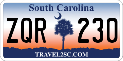 SC license plate ZQR230