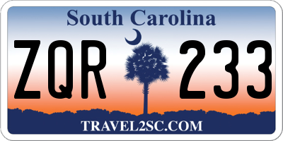 SC license plate ZQR233