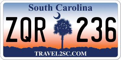 SC license plate ZQR236