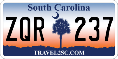 SC license plate ZQR237