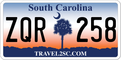 SC license plate ZQR258