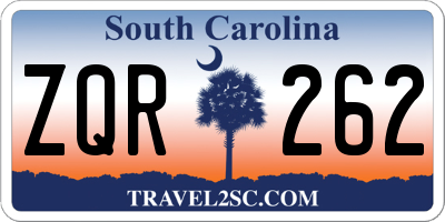 SC license plate ZQR262
