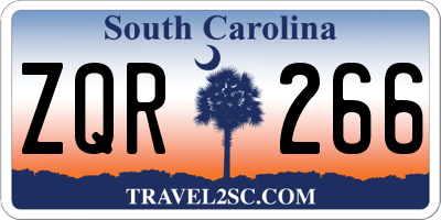 SC license plate ZQR266